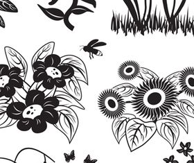 Black Flowers Templates 1 vector set