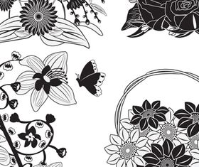 Black Flowers Templates 2 vector