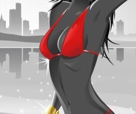 Fashion girl with Bikini vector graphics
