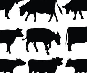 Cows and Bulls silhouette 2 vector