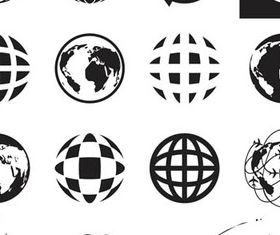Black and white globe icons 1 vector