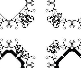 Black Swirl Ornament Frames 1 set vector