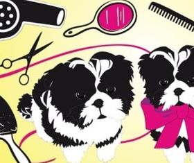 Cute Dogs Beauty Salon vector set