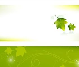 Fresh green leafy banner background set vector