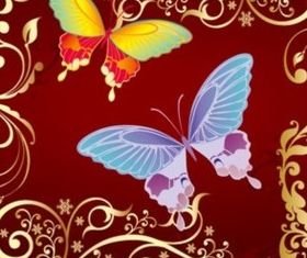Fashion beautiful pattern and color butterfly background vector