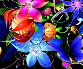 Colorful flower background set vector