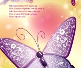 Dream beautiful butterfly background vector set