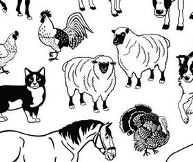 Different domestic animals silhouette 1 vector material