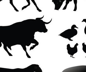 Different domestic animals silhouette 2 vectors material