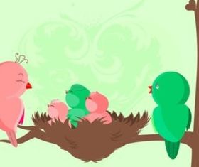 Baby Birds Birth Card vector