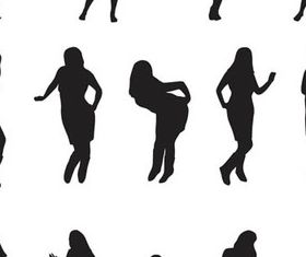 Different Body in poses silhouette 1 vector set