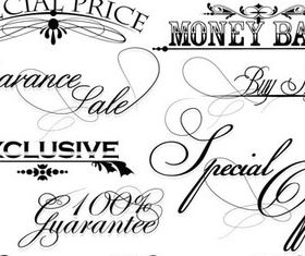 Calligraphy Shopping design elements 2 set vector