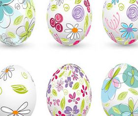 Colored Floral Easter Eggs 2 vectors material