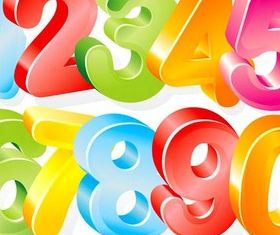 Three-dimensional colorful number vector material