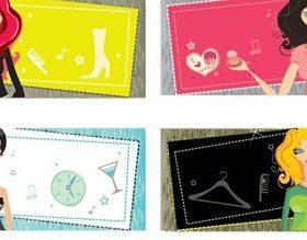 Fashion girl card template vector