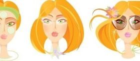 blonde girl cartoon portrait vector