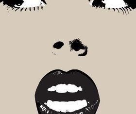 Female facial illustration vector