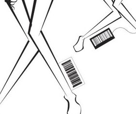 Creative Legs with bar code set vector
