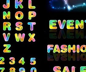 Dream rainbow Alphabet and number vector graphics