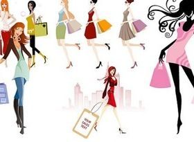 Different fashion shopping girl Illustration vector
