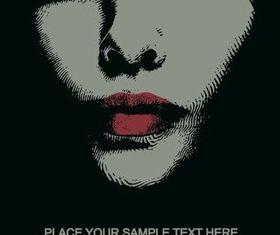 Draw Black with whit Female face vector