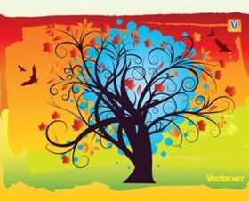 Autumn Tree background vector material
