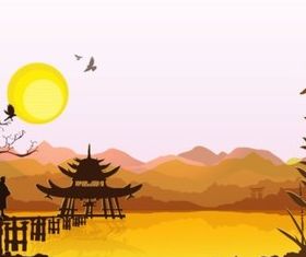 Eastern Landscape design vector