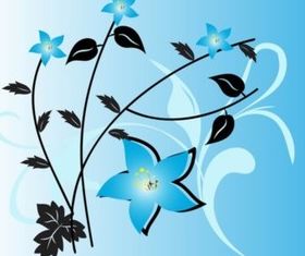 Blue Flowers background set vector