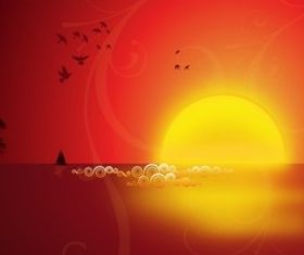 Seaside Sunset vector set