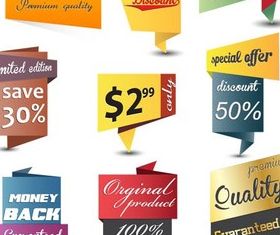 Origami Discount Stickers vector