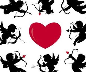 Cupids Silhouettes vector
