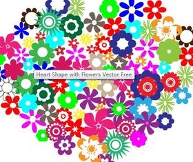 Heart Shape with Flowers vector graphics