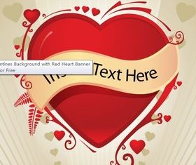 Background with Red Heart Banner design vector