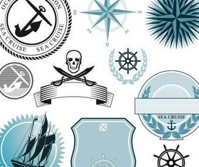 Marine Style Labels set vector