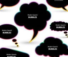 Dark Speech Bubbles set vector