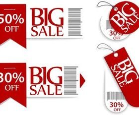 Sale Red Elements vectors material