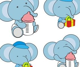 Cute Color Elephants vectors graphic
