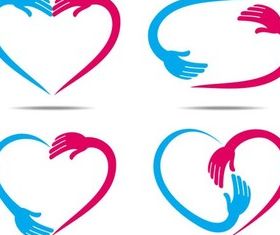 Shiny Color Hearts Elements vector