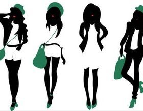 Young Girls Silhouettes vector
