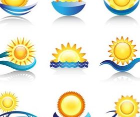Sun Water Logotypes set vector
