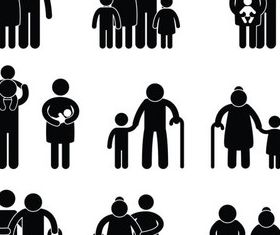 Family Silhouettes Icons vector graphic