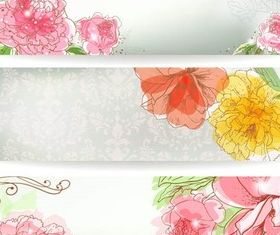 Flowers Pink Banners vectors