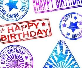 Grunge Birthday Labels vector