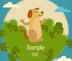 Cartoon clouds and animals background 2 vector