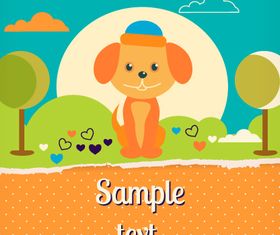 Cartoon clouds and animals background 3 vector