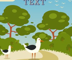 Cartoon clouds and animals background 5 vector