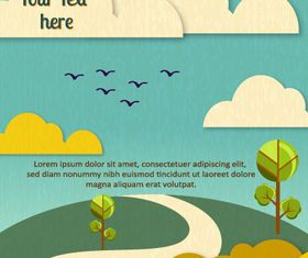 Cartoon clouds and animals background 7 vector
