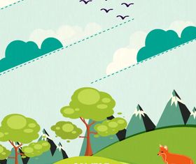 Cartoon clouds and animals background 8 vector
