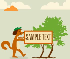 Cartoon clouds and animals background 11 vector