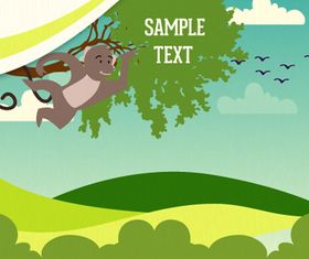 Cartoon clouds and animals background 12 vector
